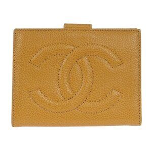 Chanel Bifold Wallet Purse Beige Calfskin 117725